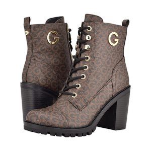 New GBG Los Angeles Women's GGJalian Women's Stacked Heel Boots, Brown, 9.5